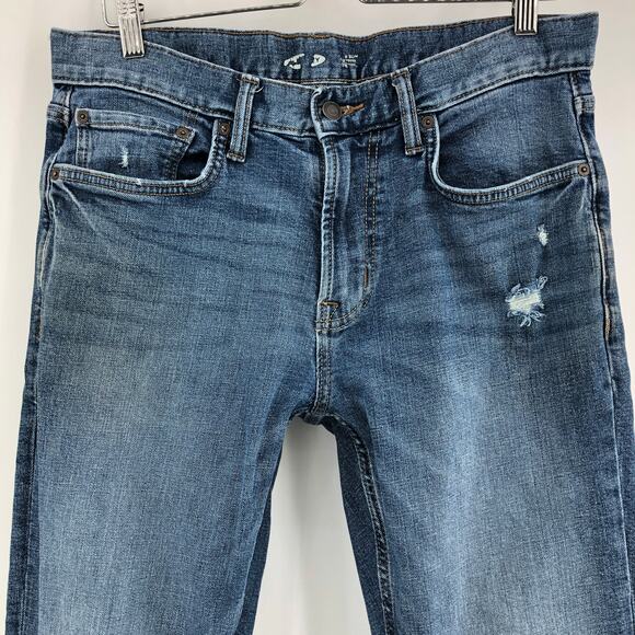 Old Navy (32x30) Womens Blue Slim Skinny Jeans Distressed Mid Rise Denim - Picture 4 of 9